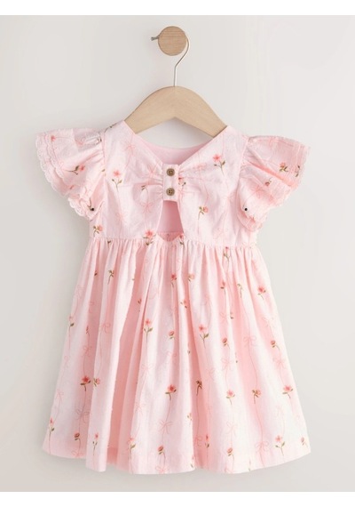 Miniko Kids Kız Çocuk Kol Detaylı Yazlık Desenli Elbise Pembe