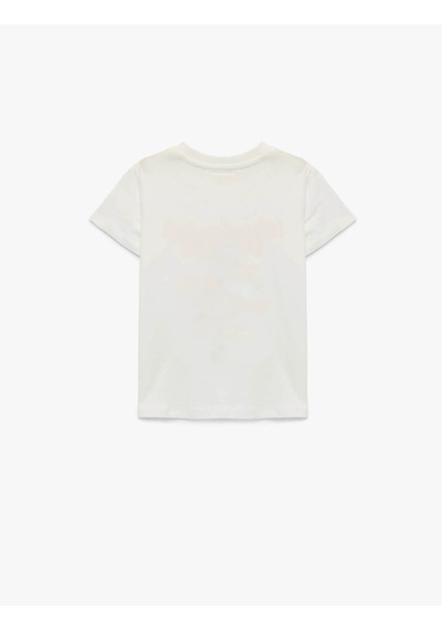 Koton Baskılı Ekru Kız Çocuk T-shirt 6skg10110ak Ekru