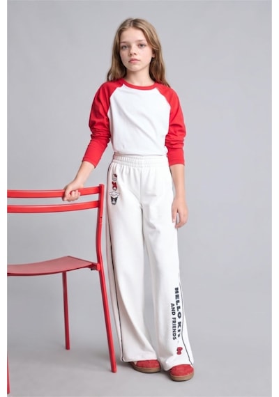 Defacto Hello Kitty Lisanslı And Friends Wıde Leg Ecru Eşofman Altı Kız Çocuk I1690a826auer105 Ekru-er105