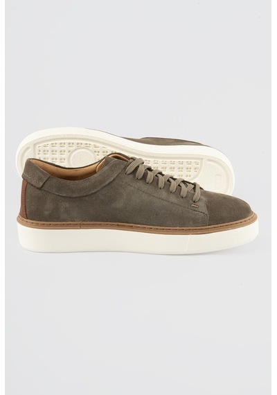 Erkek Hakiki Deri Süet Sneaker Haki Arel Haki