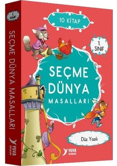 1. Sınıf Seçme Dünya Masalları Düz Yazılı - 10 Kitap Kitap- Yuva