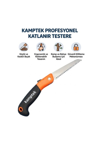 Kamptek Çelik Bıçaklı Katlanabilir Bahçe Ve Kamp Testeresi Süper Keskin