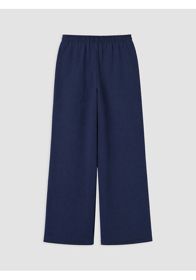 Lcwaıkıkı Petite Lacivert Beli Lastikli Geniş Paça Kadın Pantolon
