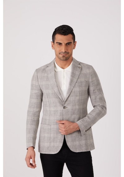 Dufy Gri Erkek Slim Fit Mono Yaka Ceket - 86413 Gri