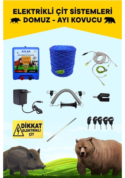 Atlas Elektrikli Bahçe Çiti 5 Yıl Garanti 2000mt Ömürlük Set Ürün No4
