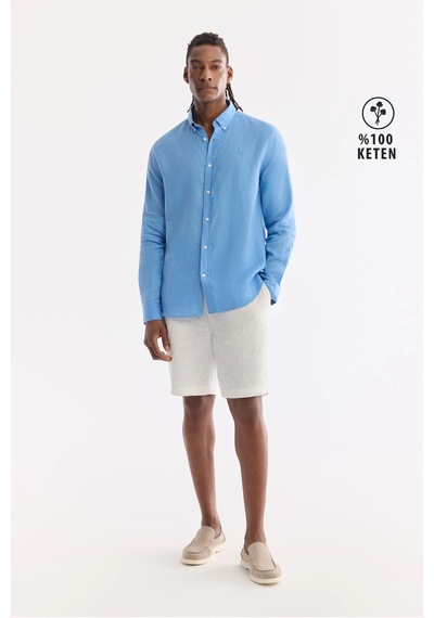 Avva Erkek Beyaz Beli Lastikli %100 Keten Relaxed Fit Şort B003732