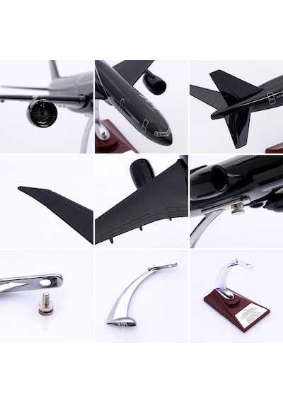Zekupp Boeing 777 - 300 Model Uçak Siyah Renkli Uçak Maketi