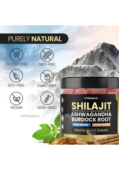 Shilajit Sourced Sea Moss + Lion's Mane Watermelon 60 Gummies