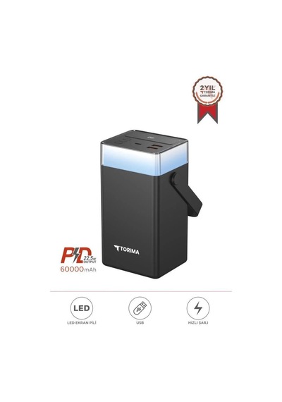 Acil Durum Kamp Bataryası Günlük Kullanım Taşınabilir Batarya 60000 Mah Trm-1061 Siyah 22,5w Çok Renkli