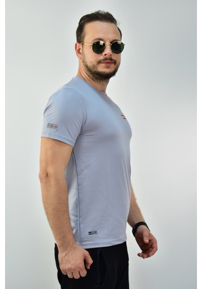 Escetic Erkek G2 Melanj Gri Slim Fit T-Shirt-3289 Açık Gri Melanj