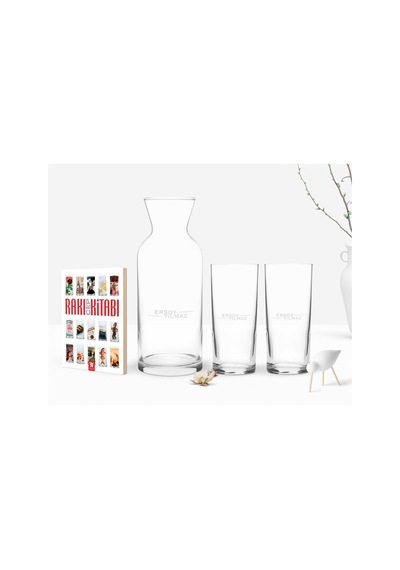 Kişiye Özel İsimli İkili Rakı Bardağı Karaf Ve Cep Kitabı