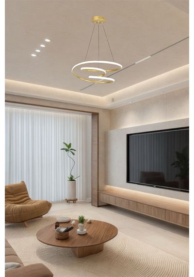 Ey Shop Space Model 3 Renk Beyaz&sarı&günışığı Led Avize Eskitme Gold