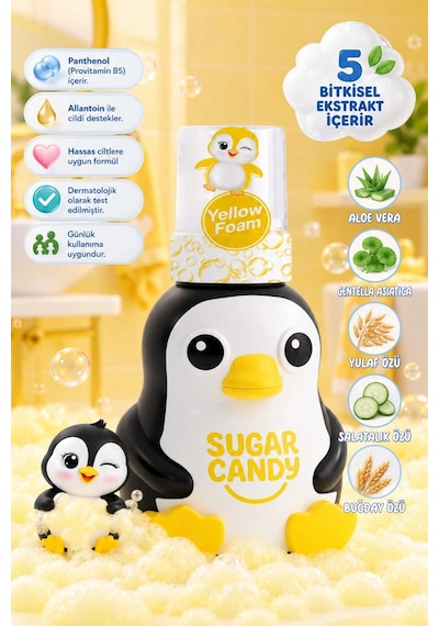 Sugar Candy Muz Kokulu Doğal Vegan Çocuk Köpük El Sabunu Solı 350 Ml Paraben İçermeyen Sarı Köpük