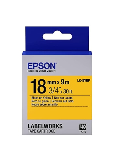 Epson Lk-5Ybp Pastel Sarı Üzeri Siyah 18MM 9  Metre Etiket