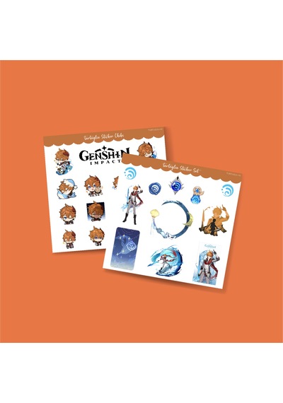 Genshin - Tartaglia 2 Adet Sticker Set Parlak Kağıt