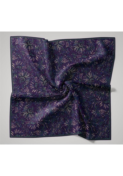 Silk Home İnce Pamuk Soft Eşarp Mor-patina Yeşili Desenli Kaymaz Dokulu Tok Duruşlu 90x90 Çok Renkli