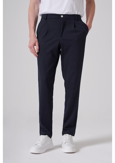 Morven Erkek Lacivert Trend Çizgili Slim Fit Pantolon 25ms003043200 Lacivert