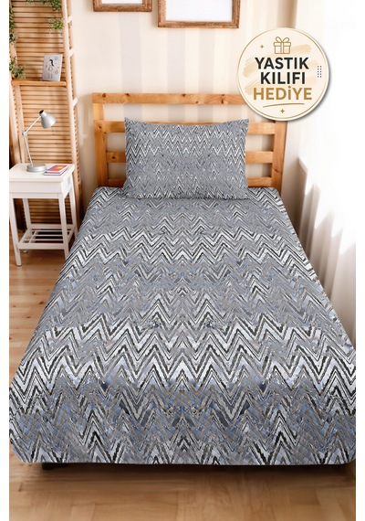 Mavi Gri Geometrik Genç Odası Tek Kişilik Pike Takımı-modern Zigzag 160x220 Cm Kapitone Yatak Örtüsü Haki