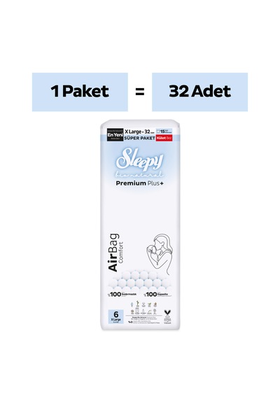 Sleepy Bio Natural Premium Plus Airbag Comfort Süper Paket Külot Bez 6 Numara Xlarge 32 Adet