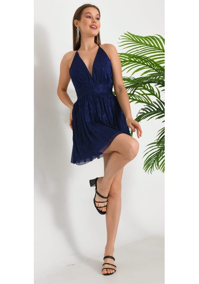 Hanife Glam Couture Hanife Glam Molight Mini Elbise Lacivert