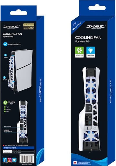 Tp5-3538 Ps5 Slim İçin Led Işıklı Kademeli Güçlü Soğutma Fanı Beyaz