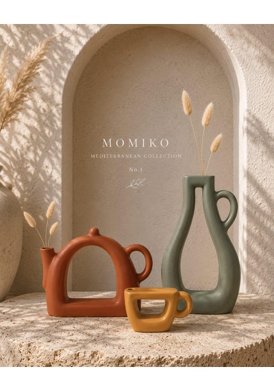 Momiko El Yapımı Beton Ark Obje Seti 3 Lü,3'renk Modern & Bohem Dekoratif Tasarım Adaçayı-tarçın-okre