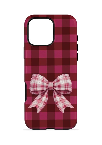 Velvoria Valestra Cherry Gingham Bow Apple Apple iPhone Uyumlu 16 Pro Max Magsafe Koruma Kılıfı Valestra Magline - Cherry Gingham Bow