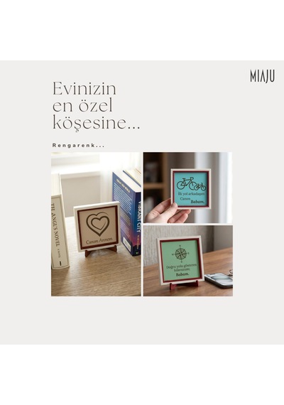 İlk Yol Arkadaşım Canım Babam Yazılı Modern Obje, Bisiklet Tasarımlı 10x10 Cm Dekoratif Tasarım