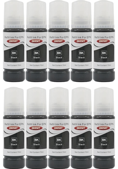 Ekoset Epson 103 L3250 L3251 Siyah Uyumlu Mürekkep 70 ML 10 Adet