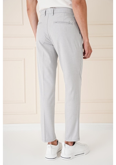 Efor Comfort Fit Çift Pileli Dokulu Esnek Pamuk Gri Mavi Pantolon P 1158 Gri - Mavi
