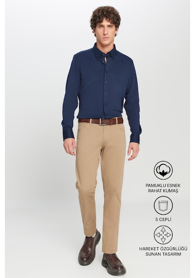 Ac&Co / Altınyıldız Classics Slim Fit Dar Kesim Pamuklu Chino Erkek Pantolon - Camel
