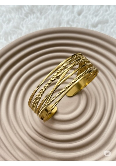 Kadın Çok Şık Gold Çelik Bileklik Çok Renkli