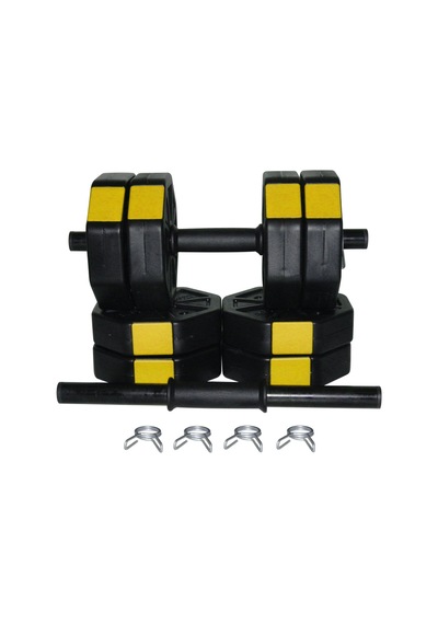 Tan Spor 30 KG Dambıl Dumbbell Halter Ağırlık Kısa Bar Seti Sarı Kapaklı