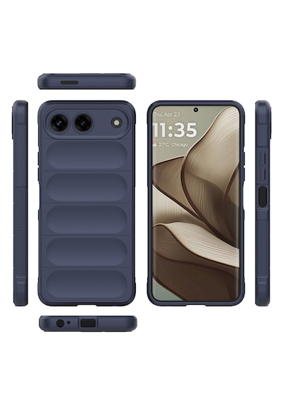 Tecno Spark 40 5g Kılıf Darbe Emici Esnek Tpu Oyuklu Arka Yüzey Tasarımlı Etnik Silikon Kapak Lacivert