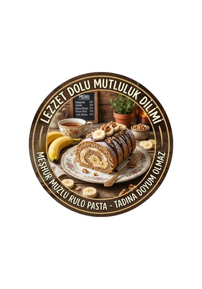 Muzlu Rulo Pasta Temalı Tatlıcılar Pastaneler Restoranlar İçin Ahşap Duvar Kapı Dekoratif Süs Tablo 4