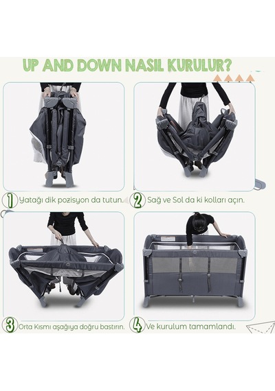 Lorelli Up And Down 60x120 Bebek Anne Yanı Oyun Parkı Yatak Beşik Yatak Hediye