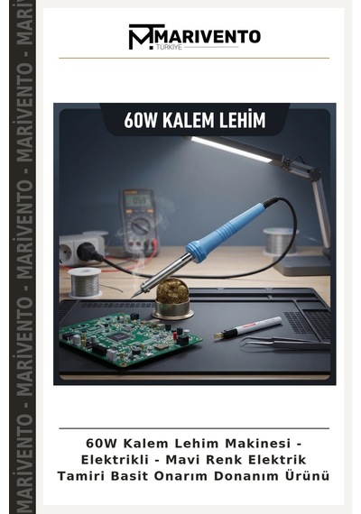 60w Kalem Lehim Makinesi - Elektrikli - Mavi Renk Elektrik Tamiri Basit Onarım Donanım Ürünü