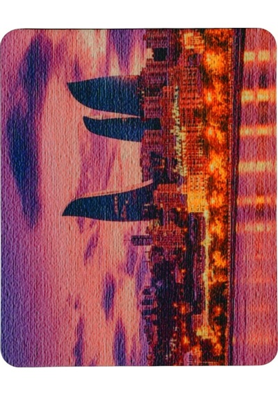 Baku Flame Towers Desenli Kaymaz Taban Optik Bilgisayar Notebook Mouse Pad Maus Ped 17,5x21,5cm