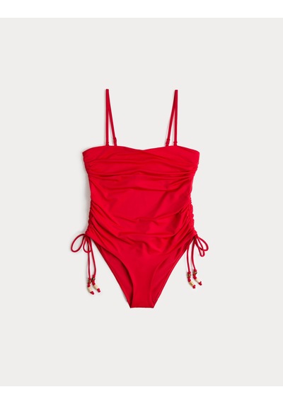 Marks & Spencer Bandeau Büzgü Detaylı Mayo T52001184S Kırmızı