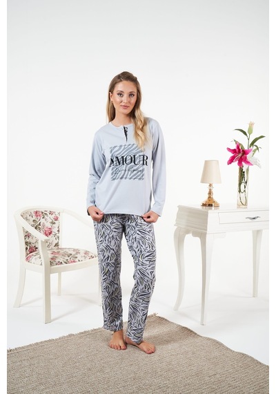 Relax Mode Kadın Gri Penye Pijama Takımı - 25172r