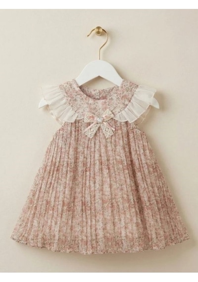 Zekids Kız Bebek Çiçekli Tasarım Elbise-17228 Çok Renkli