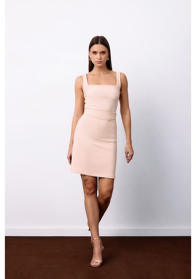 Sateen Düz Kısa Etek - Bej-135546 Bej