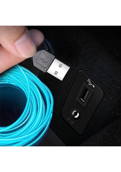 Turcoshop11 3 Metre Usb Araç İçi Rgb Led Şerit Işık 7 Renk Ortam Aydınlatma