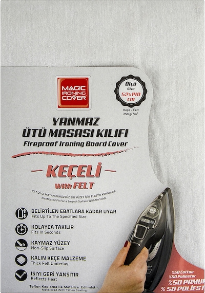 Magic Saver Yanmaz Ütü Masası Kılıfı 52x140 Cm Çok Renkli