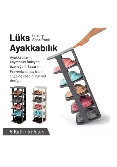 5 Katlı Portatif Ayakkabılık, Ayakkabı Standı, Beyaz