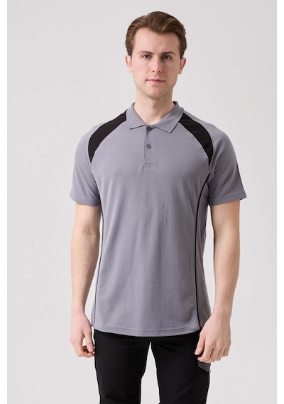 Vancelya Polo Yaka T-shirt Nefes Alabilir, Şık Ve Rahat, Günlük Ve İş Kullanımı İçin Erkek Tişört Gri-siyah