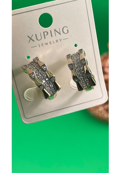 Xuping Rose Gold 2 Sıralı Zirkon Taşlı Çelik Kadın Küpe Gold