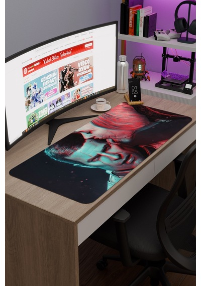 Wolfenstein Kaymaz Dikişli Kauçuk Oyuncu Mousepad V3 - 90x40 Xxl Gaming Mouse Pad Fare Altlığı