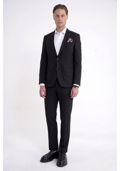 Efor Slim Fit Mono Yaka %97 Tencel Kumaş Çift Yırtmaç Esnek Siyah Takım Elbise Tk 941