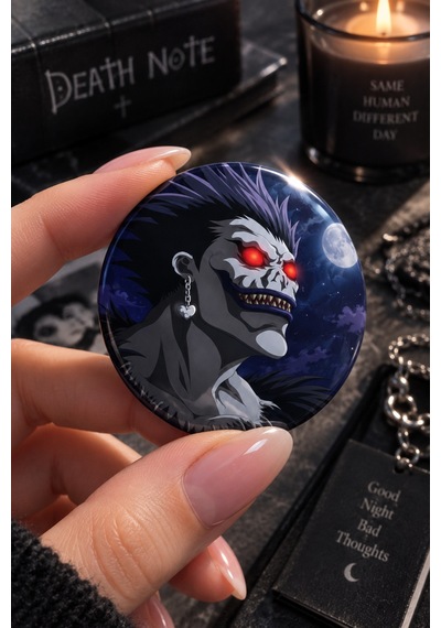 Death Note 58mm 4'lü Rozet Seti 2 Light Yagami L Ryuk Anime Çanta Mont Ceket Rozeti Çok Renkli